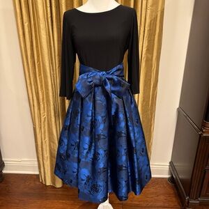 Elegant Black and Blue Floral Dress